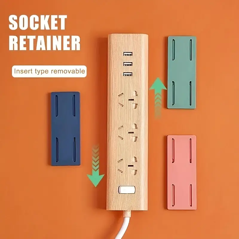 4-Pack Wall-Mounted Power Strip Holders - Space-Saving Durable Plastic Brackets, Damage-Free & Easy Installation, No Trace on Walls - for Home, Office, Kitchen, Bathroom