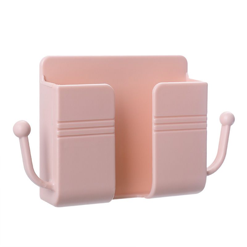 2 pcs Wall-Mounted Punch-Free Phone Organizer & Remote Control Storage Box- Multi-Functional Hook | Space-Saving Holder for Phones, Remotes & Small Devices