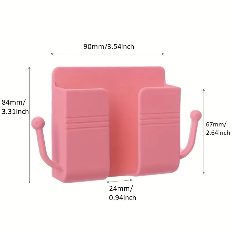 2 pcs Wall-Mounted Punch-Free Phone Organizer & Remote Control Storage Box- Multi-Functional Hook | Space-Saving Holder for Phones, Remotes & Small Devices
