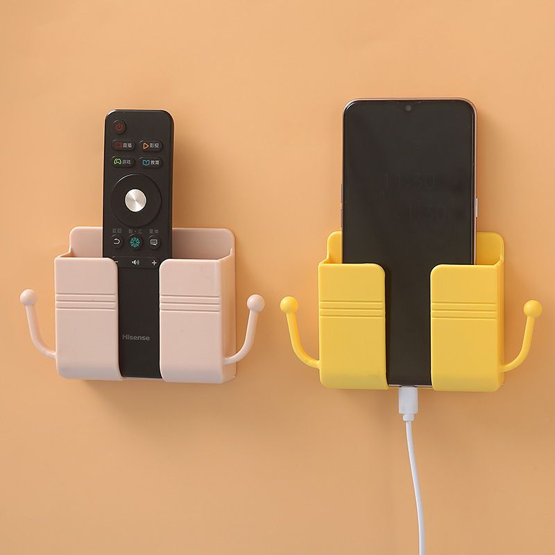 2 pcs Wall-Mounted Punch-Free Phone Organizer & Remote Control Storage Box- Multi-Functional Hook | Space-Saving Holder for Phones, Remotes & Small Devices