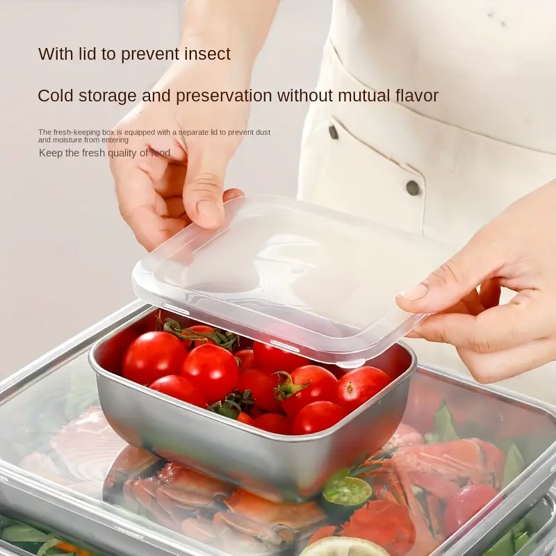 2Pcs Stainless Steel Food Storage Containers | Flip-Top Airtight Lids | Food-Grade & Reusable | Stackable for Fridge/Meal Prep/Picnic | Leak-Proof & Durable Kitchen Organizers