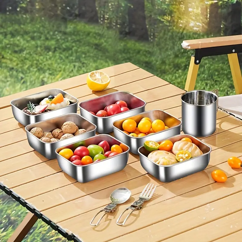 2Pcs Stainless Steel Food Storage Containers | Flip-Top Airtight Lids | Food-Grade & Reusable | Stackable for Fridge/Meal Prep/Picnic | Leak-Proof & Durable Kitchen Organizers