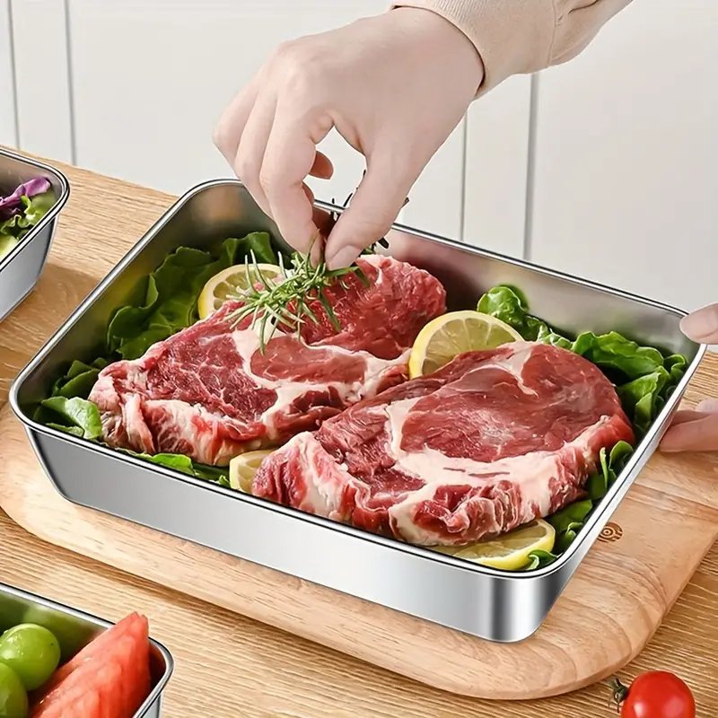 1/2 Pcs Durable 304 Stainless Steel Food Containers | Leak-Proof Flip Lids | BPA-Free & Multi-Oven Safe | Rectangular Stackable Organizers for Fridge/Pantry