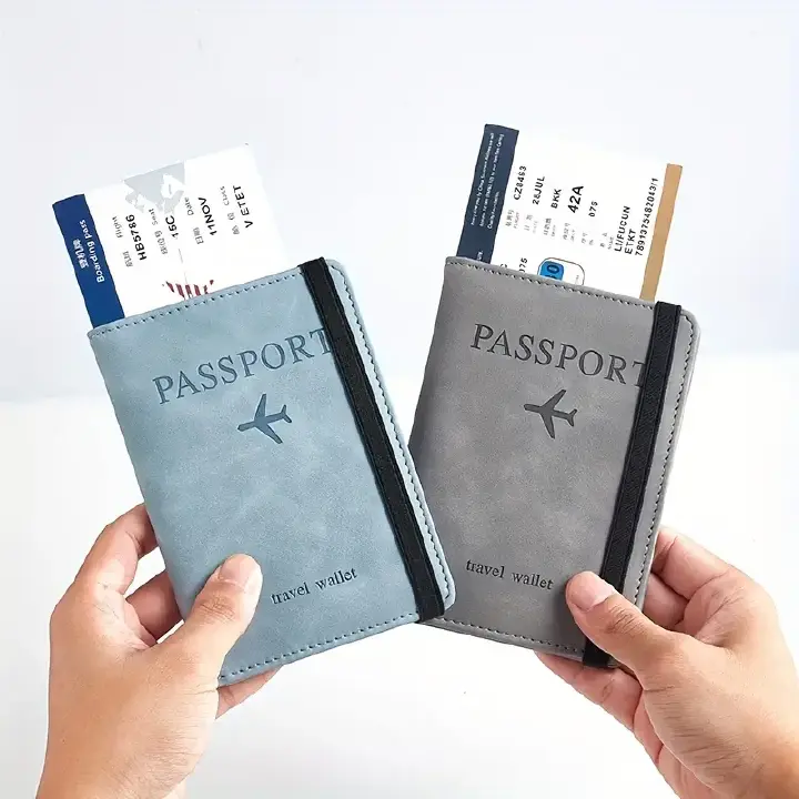 1pcs Slim Leather Passport Wallet - RFID Protection for Cards, Multi-Pocket Organizer with Adorable Design, Travel Essential