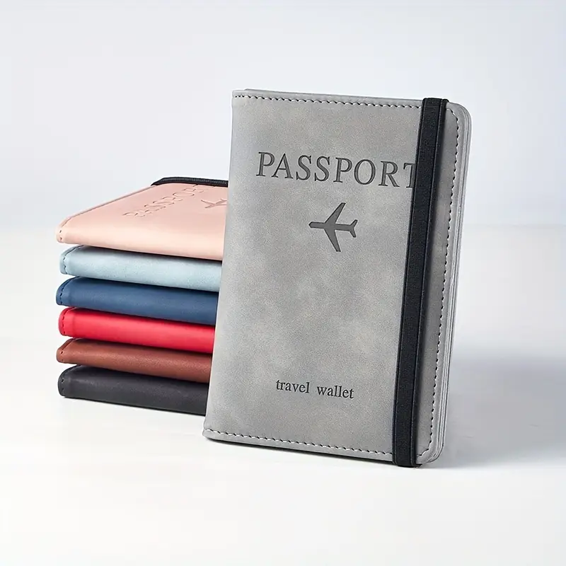 1pcs Slim Leather Passport Wallet - RFID Protection for Cards, Multi-Pocket Organizer with Adorable Design, Travel Essential