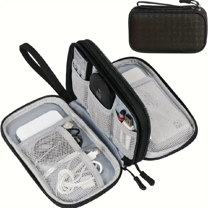 Hot Sale in Kenya! Travel Essential Electronic Organizer Pouch | Double-Layer Portable Cable Bag | Data & Charging Cable Sorting Tool | Anti-Loss Storage for Men Women Vacation[ Delivery in 3-5 Days]