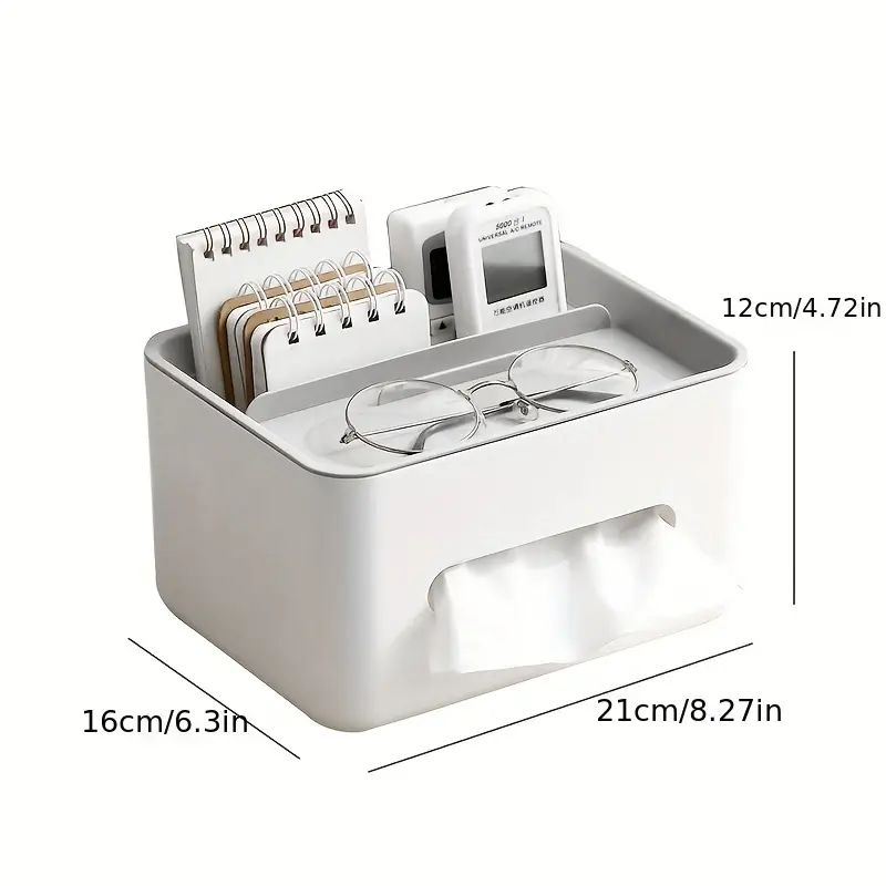 Multi-Functional Tissue Box & Remote Control Organizer | 3-in-1 Desktop Storage Box | Universal for Living Room, Bedroom & Office