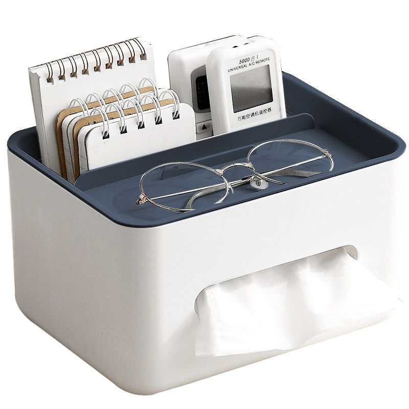 Multi-Functional Tissue Box & Remote Control Organizer | 3-in-1 Desktop Storage Box | Universal for Living Room, Bedroom & Office