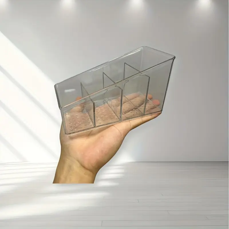 1PCS Transparent Plastic Multi-Functional Organizer | Remote Control Holder + Desk Storage Box | 4-Level Makeup Brush Rack + Pen Holder | Home Office School Universal Desktop Organizer