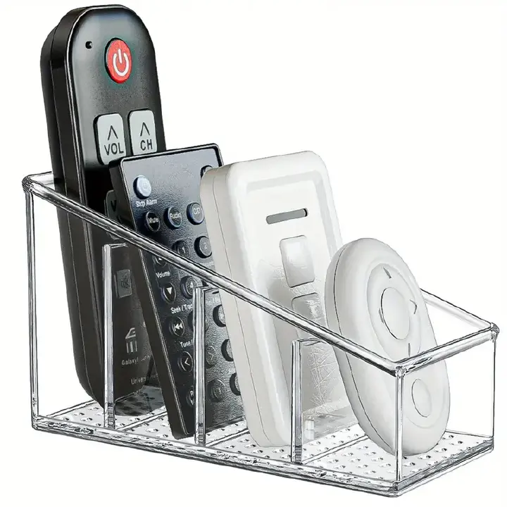 1PCS Transparent Plastic Multi-Functional Organizer | Remote Control Holder + Desk Storage Box | 4-Level Makeup Brush Rack + Pen Holder | Home Office School Universal Desktop Organizer