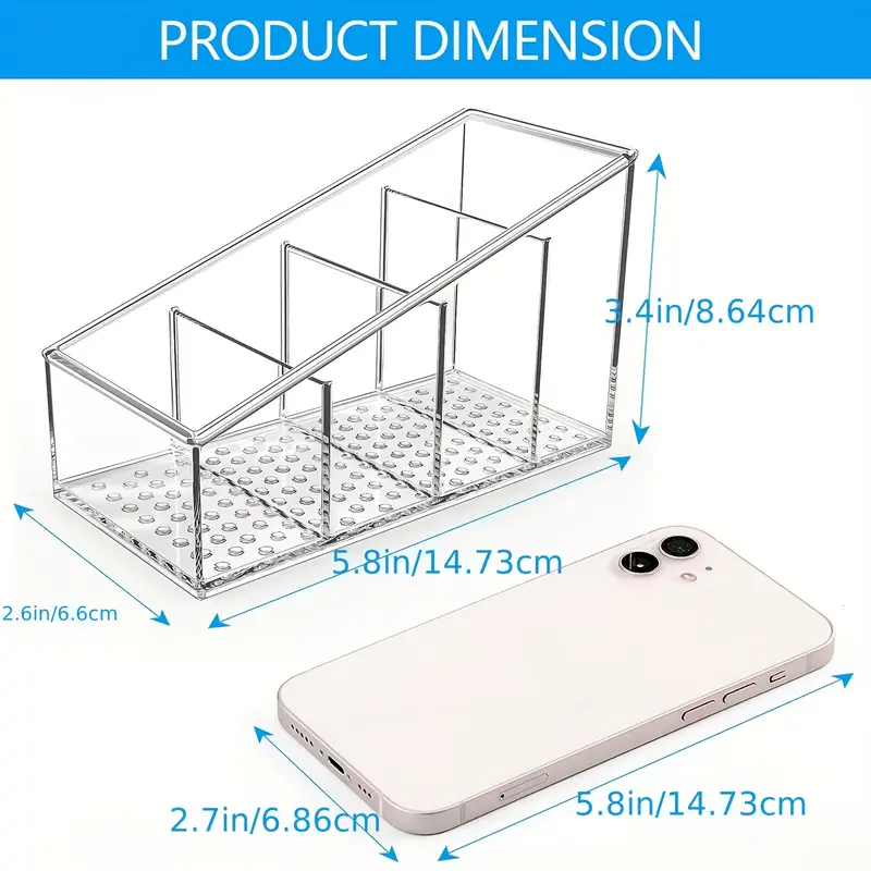 1PCS Transparent Plastic Multi-Functional Organizer | Remote Control Holder + Desk Storage Box | 4-Level Makeup Brush Rack + Pen Holder | Home Office School Universal Desktop Organizer
