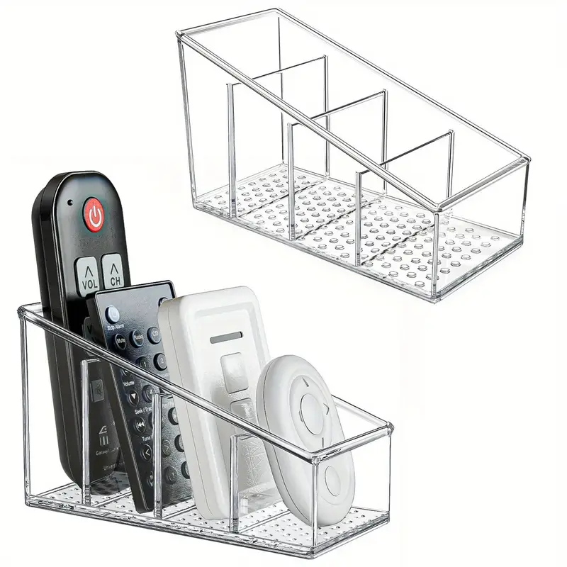 1PCS Transparent Plastic Multi-Functional Organizer | Remote Control Holder + Desk Storage Box | 4-Level Makeup Brush Rack + Pen Holder | Home Office School Universal Desktop Organizer
