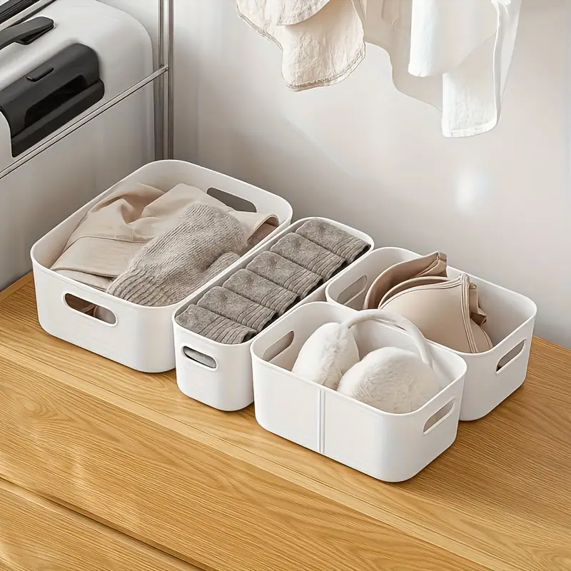 3pcs Multi-functional Plastic Desk Organizer | Cosmetic Storage Box | Kitchen Snack Basket |  Office Use