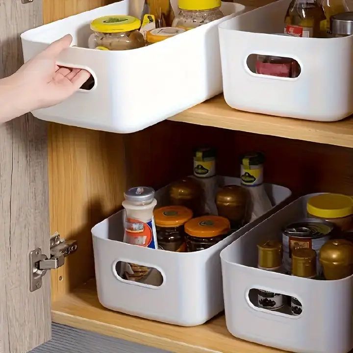 3pcs Multi-functional Plastic Desk Organizer | Cosmetic Storage Box | Kitchen Snack Basket |  Office Use