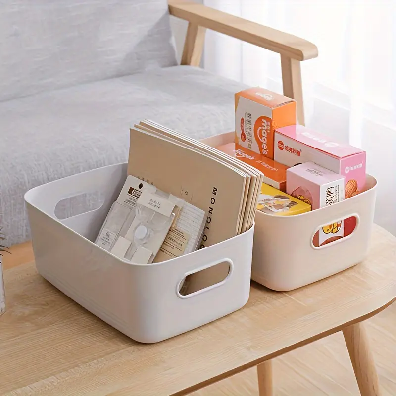 3pcs Multi-functional Plastic Desk Organizer | Cosmetic Storage Box | Kitchen Snack Basket |  Office Use