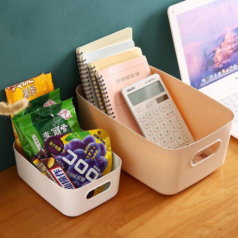 3pcs Multi-functional Plastic Desk Organizer | Cosmetic Storage Box | Kitchen Snack Basket |  Office Use