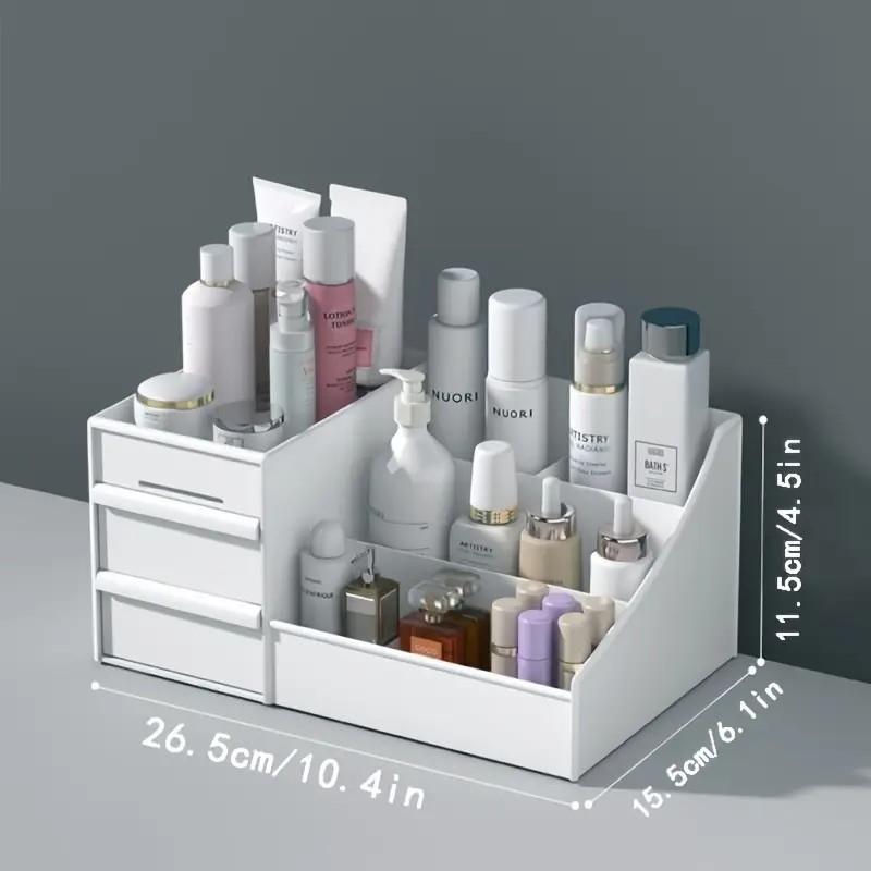 1PC Drawer Christmas Cosmetic Organizer | Vanity Lipstick Brush Holder | Lotion Eyeshadow Nail Polish Jewelry Storage Box | Desktop Bathroom Dorm Multi-Purpose Racks| tudent Dorm Stationery & Cosmetic