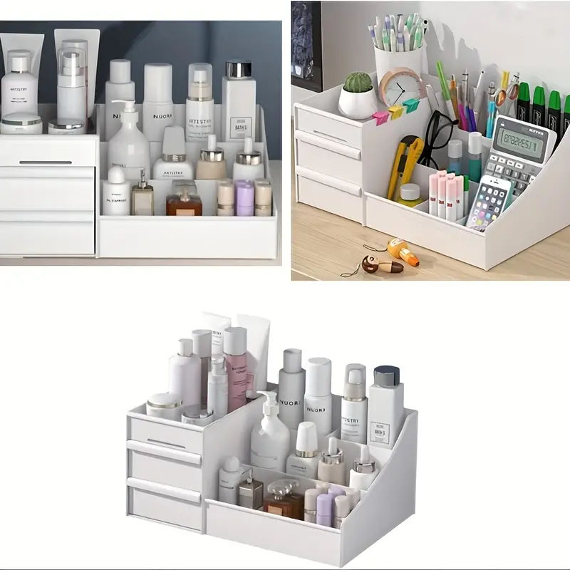 1PC Drawer Christmas Cosmetic Organizer | Vanity Lipstick Brush Holder | Lotion Eyeshadow Nail Polish Jewelry Storage Box | Desktop Bathroom Dorm Multi-Purpose Racks| tudent Dorm Stationery & Cosmetic