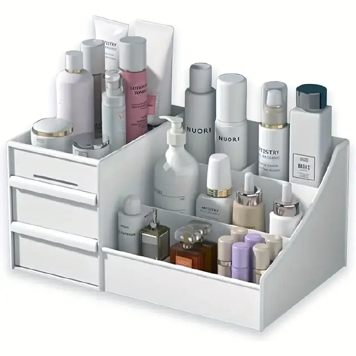1PC Drawer Christmas Cosmetic Organizer | Vanity Lipstick Brush Holder | Lotion Eyeshadow Nail Polish Jewelry Storage Box | Desktop Bathroom Dorm Multi-Purpose Racks| tudent Dorm Stationery & Cosmetic