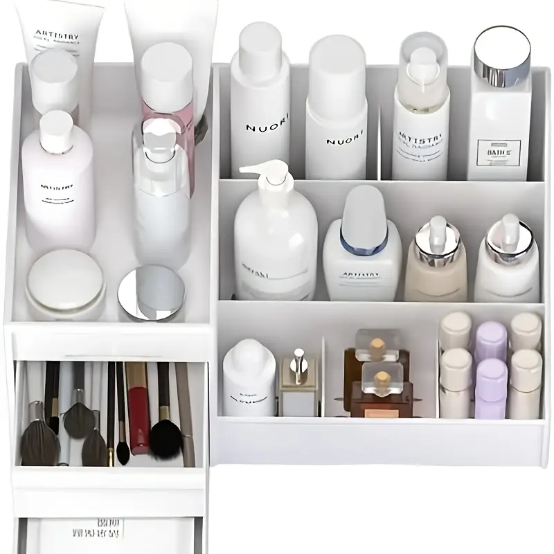 1PC Drawer Christmas Cosmetic Organizer | Vanity Lipstick Brush Holder | Lotion Eyeshadow Nail Polish Jewelry Storage Box | Desktop Bathroom Dorm Multi-Purpose Racks| tudent Dorm Stationery & Cosmetic