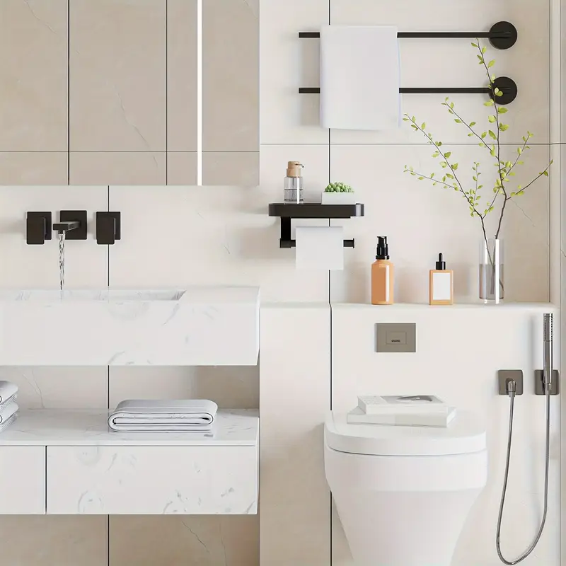 1PCS No-Drill Plastic Toilet Paper Holder | Wall-Mounted Drawer Roll Paper Rack | with Phone Stand Anti-Fall Design