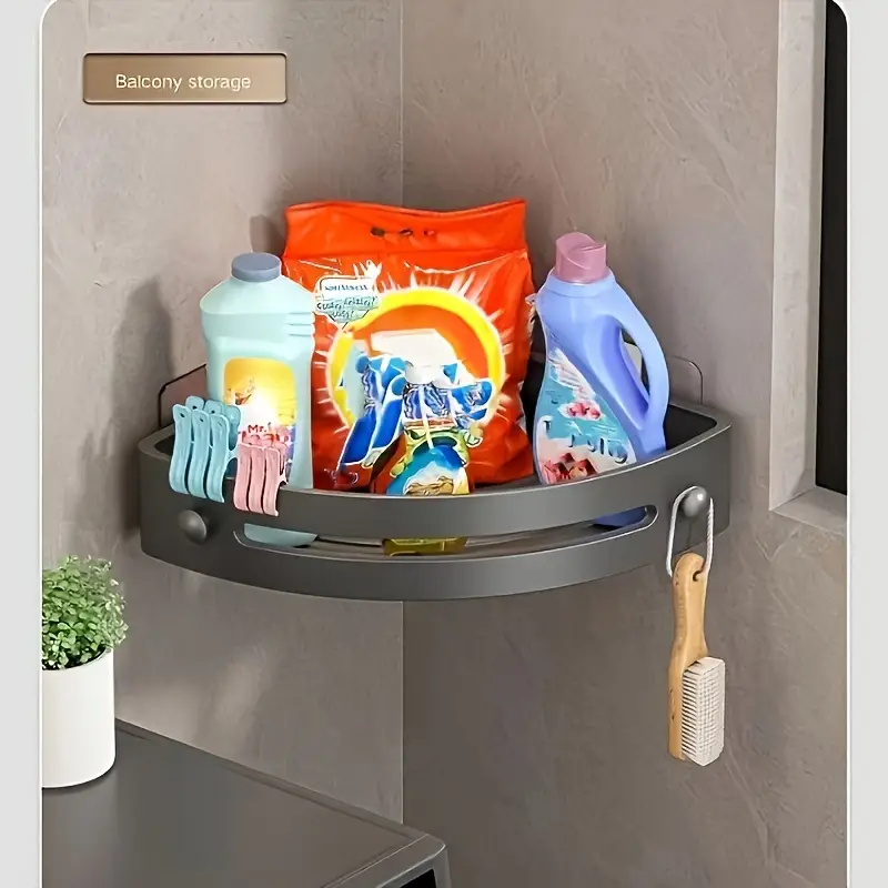 Christmas Flash Sale! 1pcs Plastic Drill-Free Triangle Bathroom Rack - Waterproof Space-Saving, Bathroom Organizer for Toiletries,Delivery in 3-5 Days
