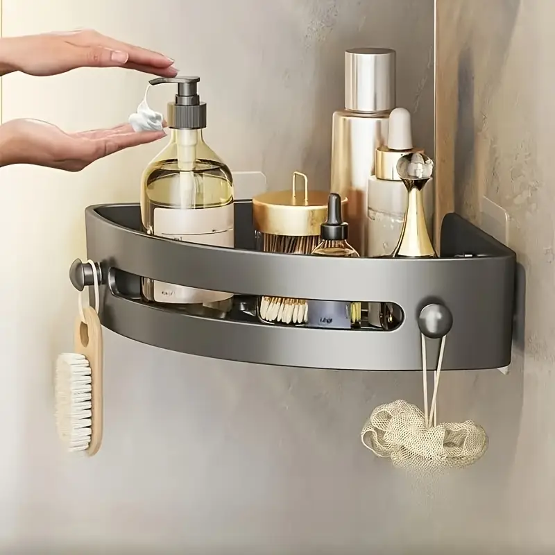 Christmas Flash Sale! 1pcs Plastic Drill-Free Triangle Bathroom Rack - Waterproof Space-Saving, Bathroom Organizer for Toiletries,Delivery in 3-5 Days