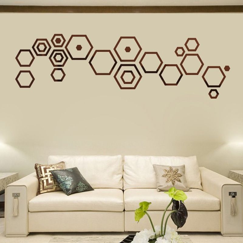 [Lowest Price in History] 24pcs 3D Hexagon Glam Wall Mirror Stickers - Self-Adhesive Acrylic with Polished Finish, Irregular Vertical Design, Home & Bedroom Decor