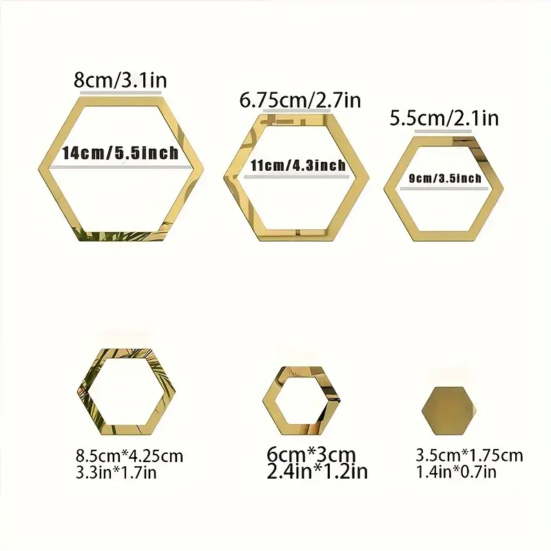 [Lowest Price in History] 24pcs 3D Hexagon Glam Wall Mirror Stickers - Self-Adhesive Acrylic with Polished Finish, Irregular Vertical Design, Home & Bedroom Decor
