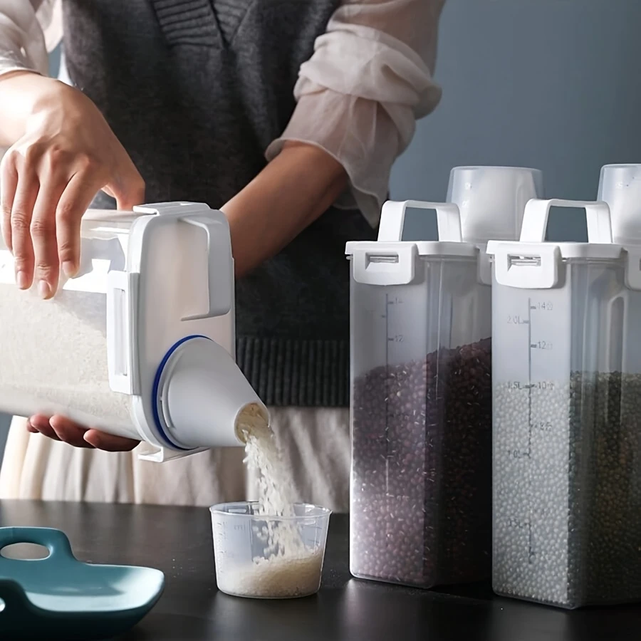 3.0L Airtight Food Container | Flip-Top Lid Locks Out Moisture & Bugs | Keep Your Rice, Flour & Dry Goods Fresh for Longer, Leakproof Pantry Organizer, Fast 3-5 Day Ship
