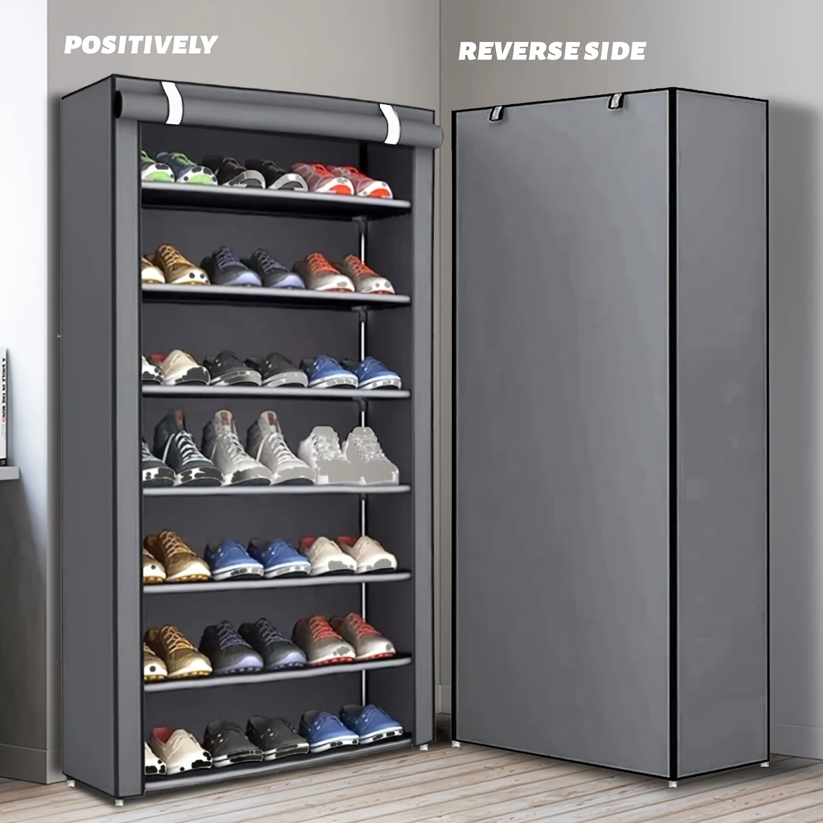 Multifunctional 6/8/10-Tier Shoe Rack with Dust Cover - Easy to Assemble, Portable & Space-Saving, Fits 27-35 Pairs of Sneakers, High Heels & Boots - Ideal for Home Use