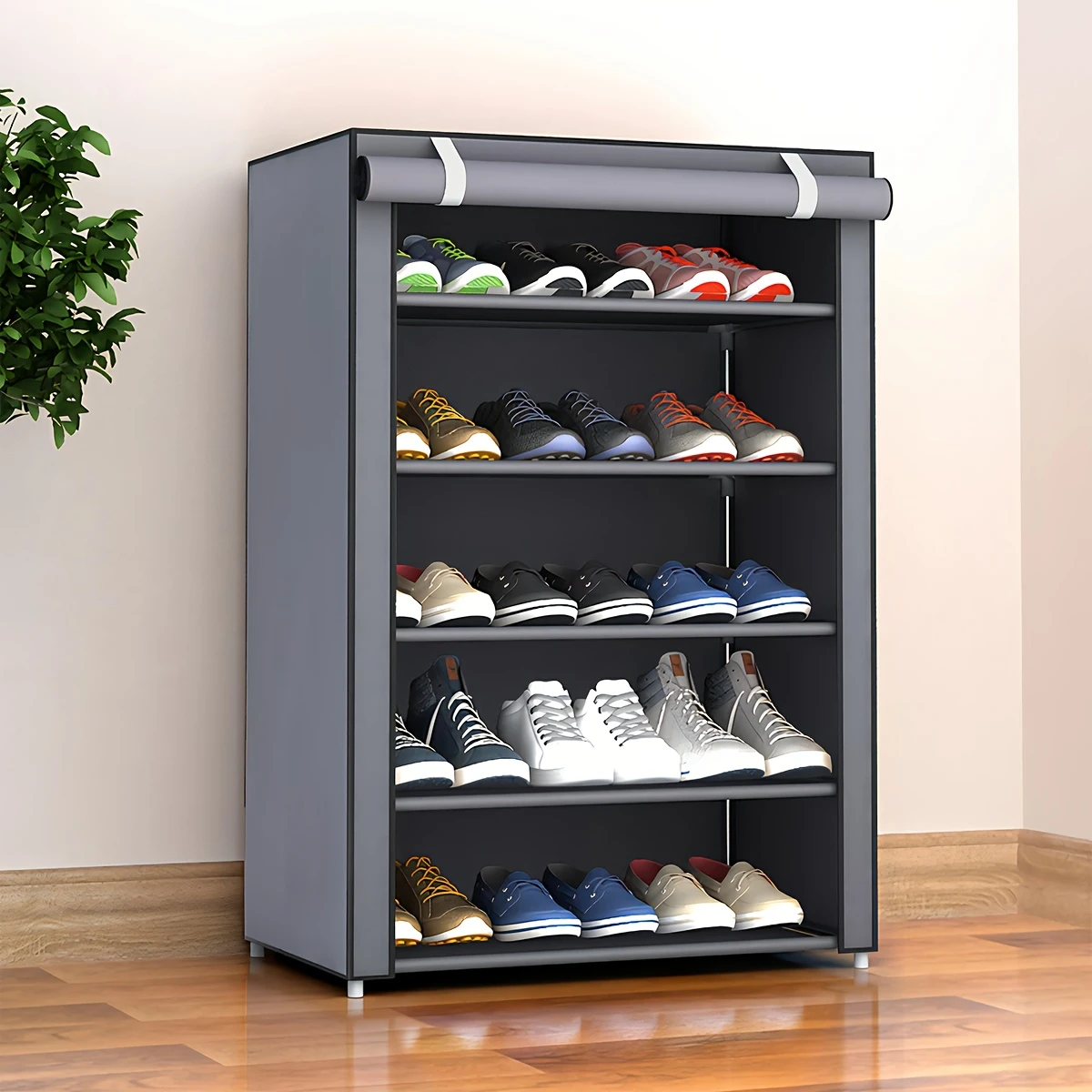 Multifunctional 6/8/10-Tier Shoe Rack with Dust Cover - Easy to Assemble, Portable & Space-Saving, Fits 27-35 Pairs of Sneakers, High Heels & Boots - Ideal for Home Use