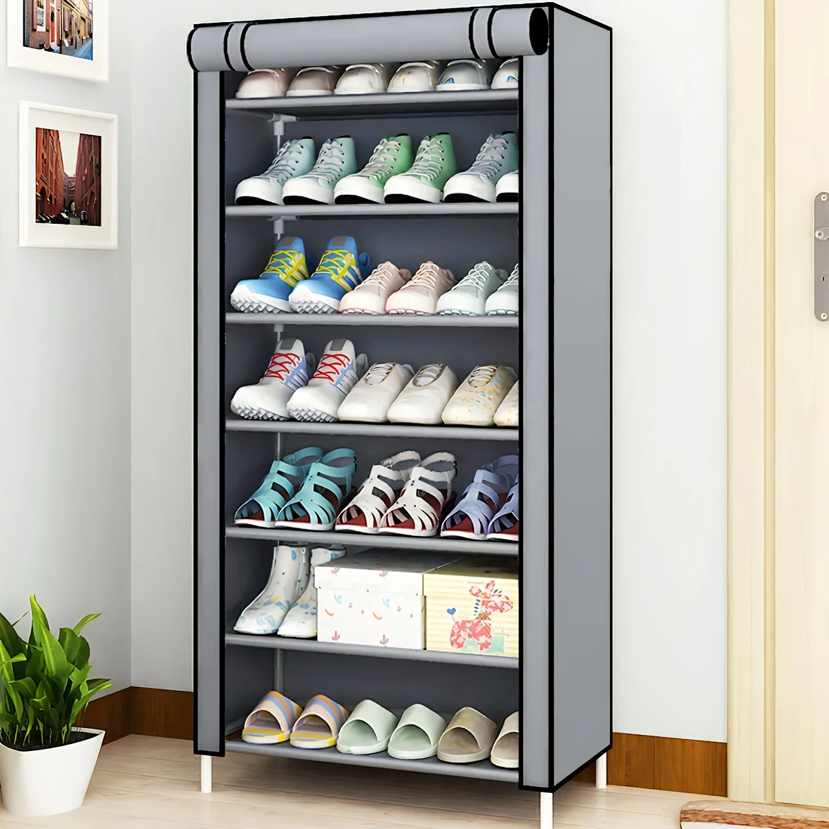 Multifunctional 6/8/10-Tier Shoe Rack with Dust Cover - Easy to Assemble, Portable & Space-Saving, Fits 27-35 Pairs of Sneakers, High Heels & Boots - Ideal for Home Use