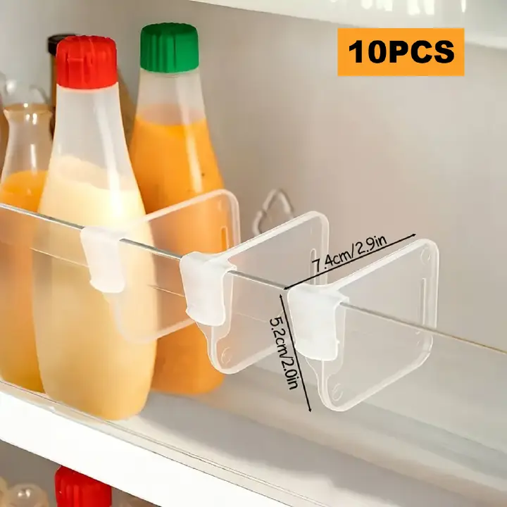 [Black Friday Exclusive Bottom Price]10pcs Refrigerator Side Door Storage Dividers - Multifunctional Fridge Organizer Plates, Thick Transparent Storage Compartments for Fridge Space Management