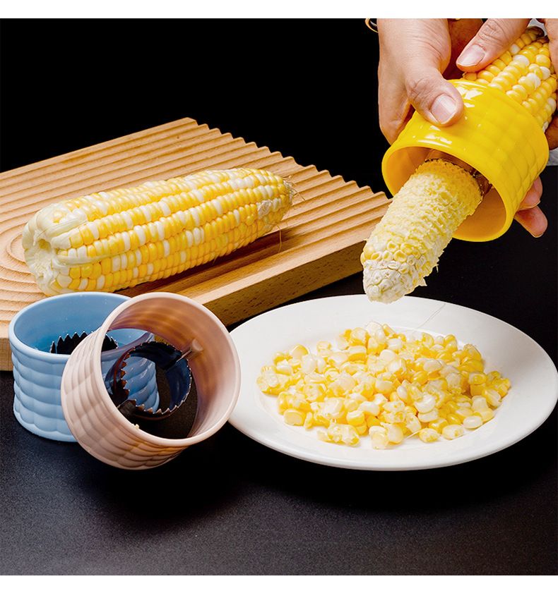 Stainless Steel Corn Stripper & Kernel Remover – Comfortable Grip Yellow Kitchen Gadget, Effortlessly Removes Kernels, Compact & Food-Safe, Perfect for Fresh Corn, Home Cooking, BBQ,&Salad Family