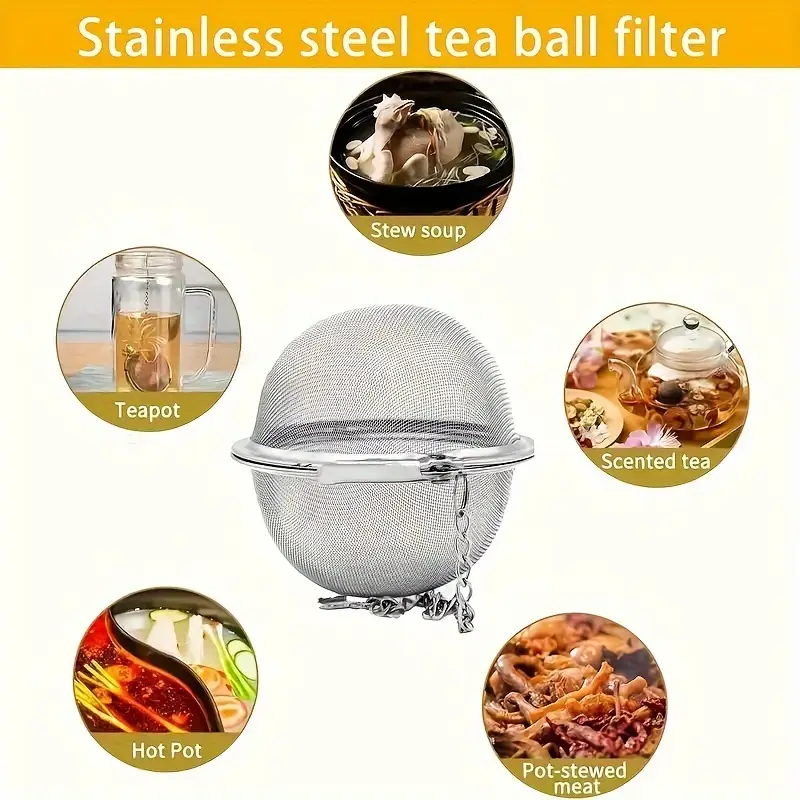 Stainless Steel Spice Ball – Your Stew & Soup Game Changer! No More Messy Bits, Easy Clean, Perfect for Tea, Broths & Marinades – Reusable, Dishwasher Safe, Ideal for Home Kitchen, BBQ & Travel