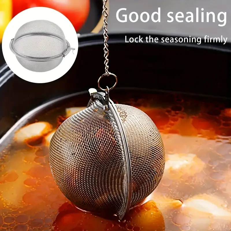 Stainless Steel Spice Ball – Your Stew & Soup Game Changer! No More Messy Bits, Easy Clean, Perfect for Tea, Broths & Marinades – Reusable, Dishwasher Safe, Ideal for Home Kitchen, BBQ & Travel