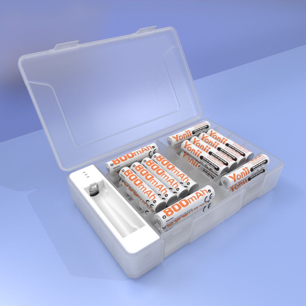 [Black Friday Deal]1pcs Battery Storage Container with Tester - AA/AAA Alkaline Battery Organizer, Detects Remaining Power & Preserves Batteries