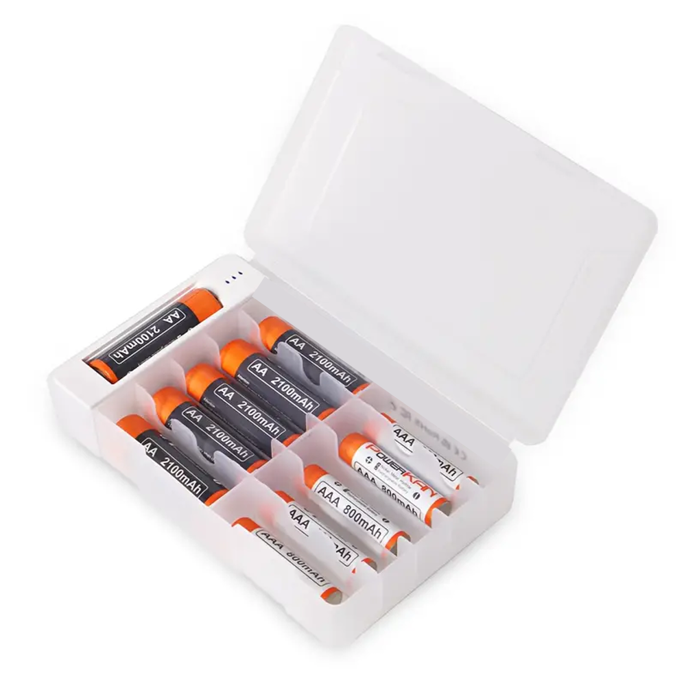[Black Friday Deal]1pcs Battery Storage Container with Tester - AA/AAA Alkaline Battery Organizer, Detects Remaining Power & Preserves Batteries