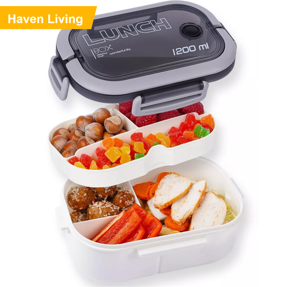 Black Friday Deal! 1200ml Double-Layer Bento Box | Leakproof-Proof, Microwave Safe w/Fork & Spoon – Perfect for Students/Office Lunches (3-5 Days Delivery)