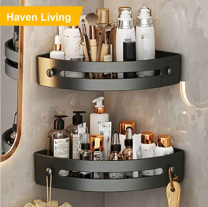 Christmas Flash Sale! 1pcs Plastic Drill-Free Triangle Bathroom Rack - Waterproof Space-Saving, Bathroom Organizer for Toiletries,Delivery in 3-5 Days