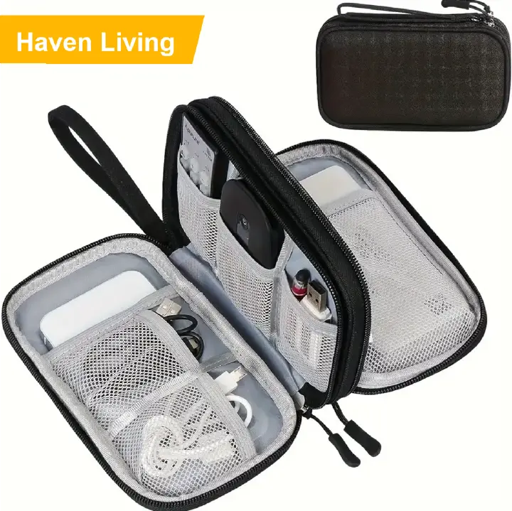Hot Sale in Kenya! Travel Essential Electronic Organizer Pouch | Double-Layer Portable Cable Bag | Data & Charging Cable Sorting Tool | Anti-Loss Storage for Men Women Vacation[ Delivery in 3-5 Days]