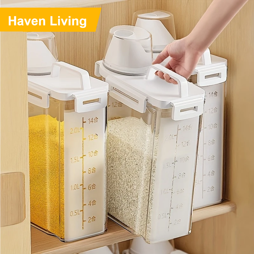 3.0L Airtight Food Container | Flip-Top Lid Locks Out Moisture & Bugs | Keep Your Rice, Flour & Dry Goods Fresh for Longer, Leakproof Pantry Organizer, Fast 3-5 Day Ship