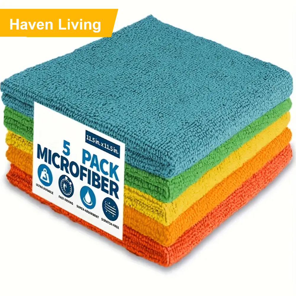 Black Friday Clearance! 5-Pack Antibacterial Cleaning Rags | Reusable, Super Absorbent & Durable | Replace Paper Towels & Smelly Sponges for a Cleaner Kitchen, Fast 3-5 Day Ship