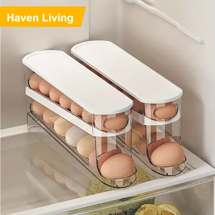 Black Friday Exclusive Deal! Double-Layer Sliding Egg Box | Flip-Top Freshness Preserver – Space-Saving Fridge Organizer (3-5 Days Delivery)