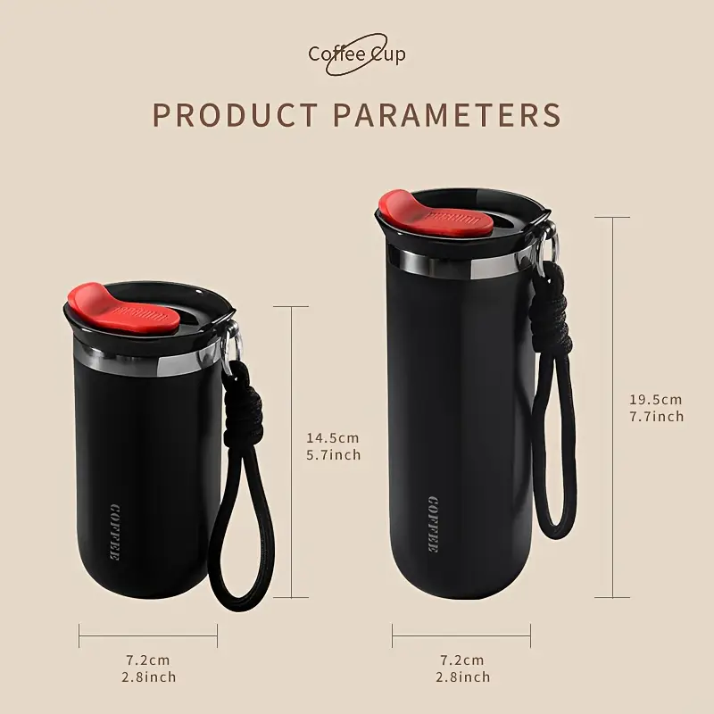 1pcs 500ml Double-Walled Stainless Steel Vacuum Insulated Travel Tumbler - Leakproof Lanyard Coffee Cup for Hot/Cold Drinks, Portable Office/Outdoor Gift