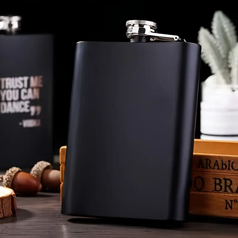 1pcs Portable Barware 230ml/300ml Stainless Steel Hip Flask Set - Leak-Proof with Funnel, Unisex for Whisky/Wine, Outdoor & Gifting