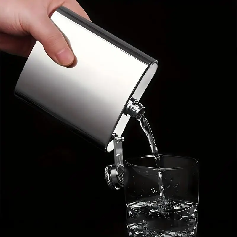 1pcs Portable Barware 230ml/300ml Stainless Steel Hip Flask Set - Leak-Proof with Funnel, Unisex for Whisky/Wine, Outdoor & Gifting