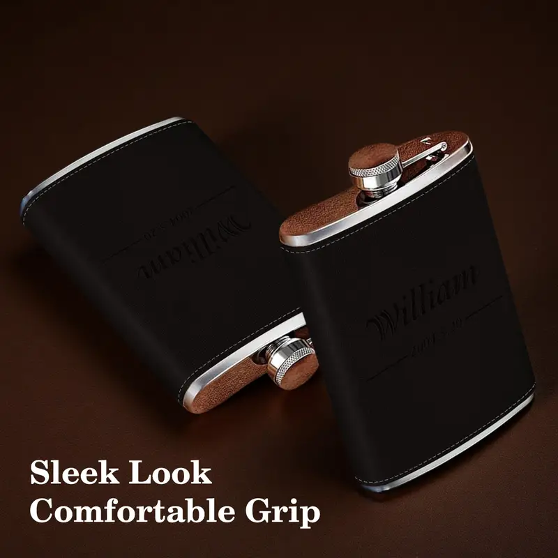 1pcs Portable Barware 230ml/300ml Stainless Steel Hip Flask Set - Leak-Proof with Funnel, Unisex for Whisky/Wine, Outdoor & Gifting