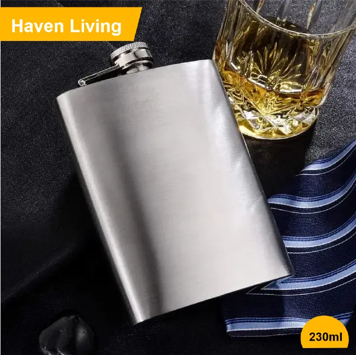 1pcs Portable Barware 230ml/300ml Stainless Steel Hip Flask Set - Leak-Proof with Funnel, Unisex for Whisky/Wine, Outdoor & Gifting